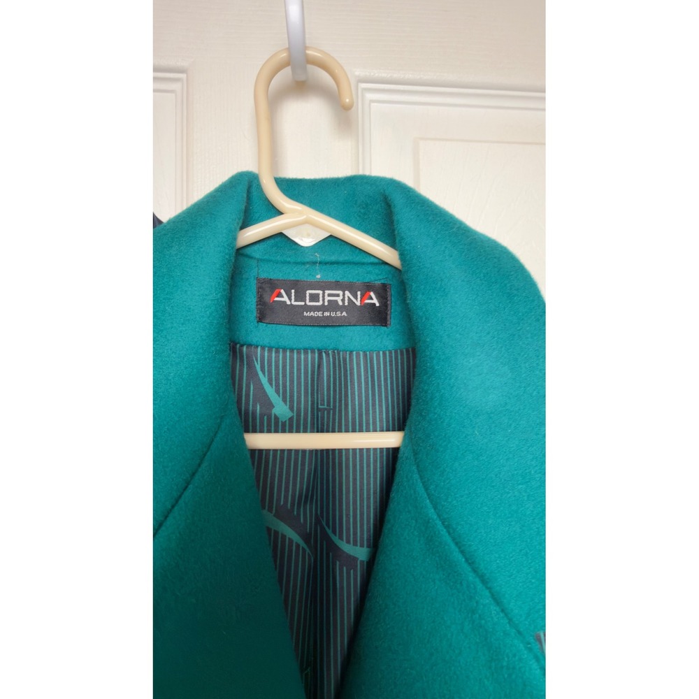 ALORNA Forstmann Wool Teal Long Trench Coat Women's Double Breasted Tailored - Picture 12 of 13